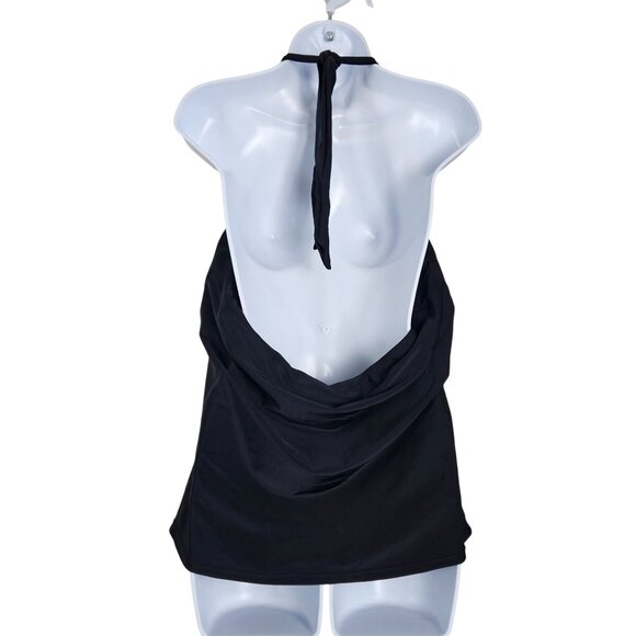 B2prity Womens Halter Tankini 2-Piece Plus 4XL Swimsuit Black Floral Tropical - Picture 4 of 9